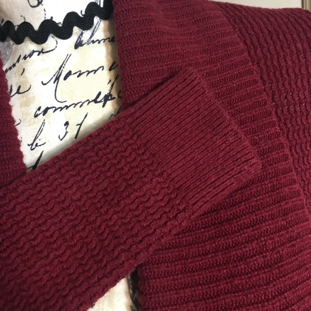 LOFT fold over neckline long open front cardigan